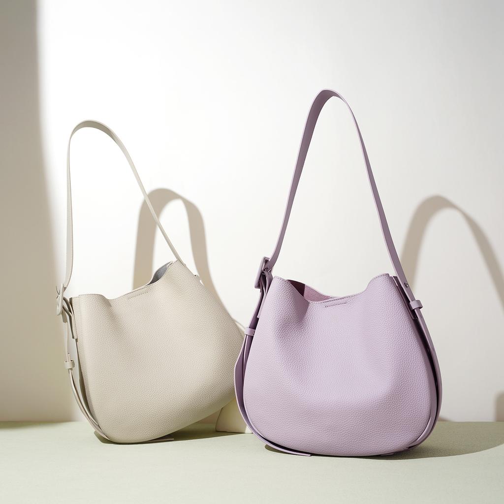 Commuter Wide Shoulder Strap Premium Simple Shoulder Bag Large Capacity Tote Niche Leather Messenger Women's Bag Bucket Bag 2025