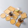 Bamboo Tea Coasters Multi-shaped Bamboo Tray Flower Pot Storage Coasters Kitchen Tableware Decoration Creative Coffee Coasters
