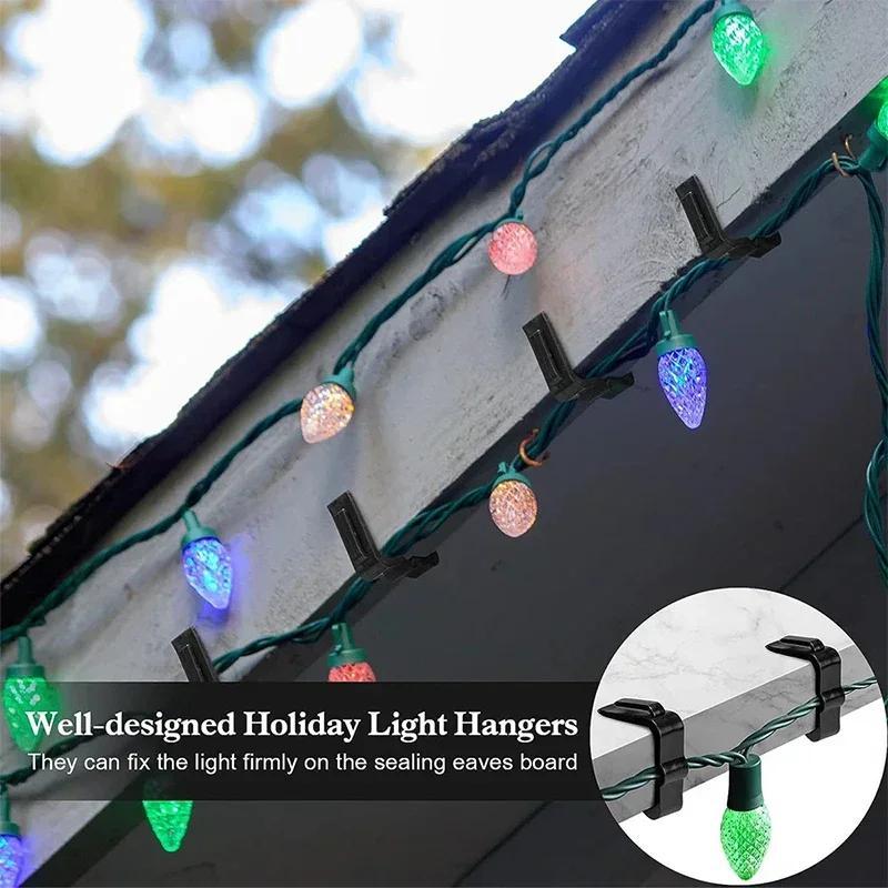 50 Stück Partylicht-Haken Fassadenverkleidungs-Clips Dachrinnen-Traufhaken 4,27cm Weihnachtsdeko Hochzeitsfeier-Deko Zaun Wetterfest Außen