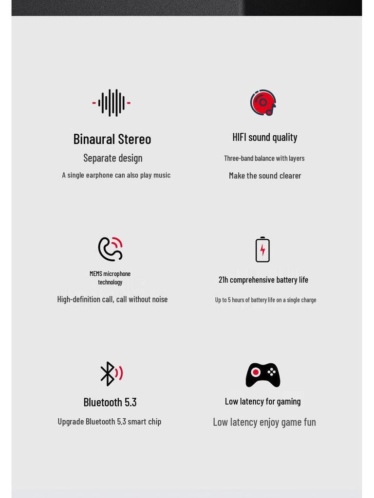 GT23 Wireless Bluetooth Earphones: Ultra-Long Battery, High-Quality Sound, Low Latency for Gaming and Music.