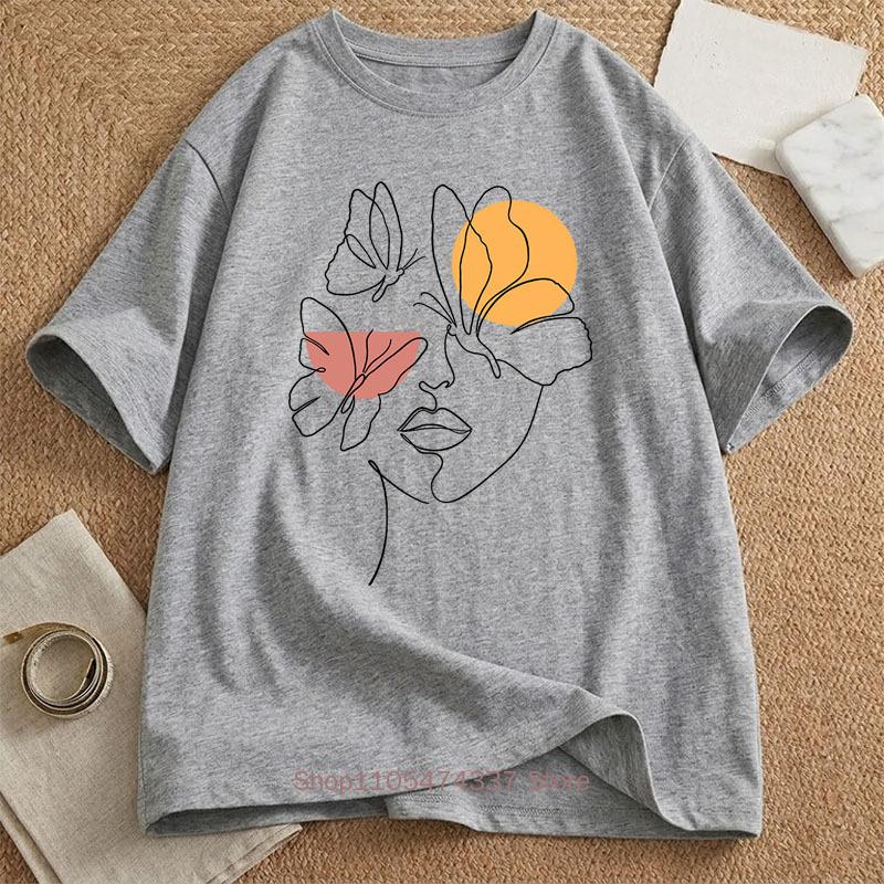Line Face Graphic Print Tshirts For Unisex Summer Casual Fashou Harajuku Loose Streetwear Tops Crew Neck Short Sleeve Tshirts