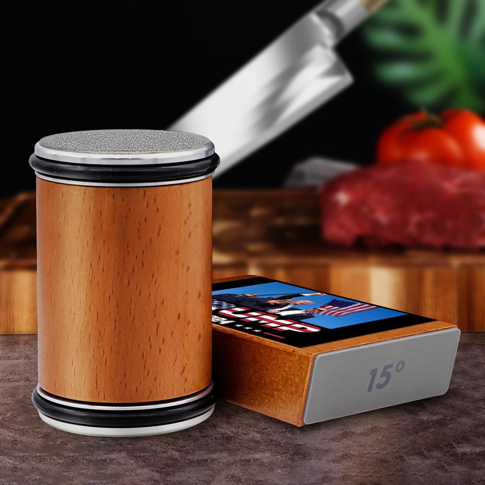 

Knife Sharpener Tool Rolling Sharpeners Kit Diamond Ceramic for Steel Knife Sharpening with15 20° Angle Base for Kitchen Knive M коричневый