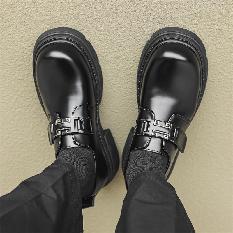 Fashion Trendy men's thick soled leather Derby shoes Fashion designer style Leisure Business Men's Wedding Outdoor Party Elevated Shoes