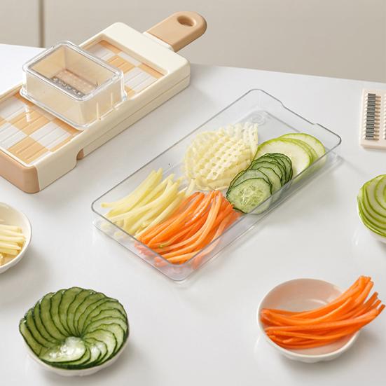 Vegetable Cutter 4-in-1 Food Chopper Grater with Blades Salad Prep Tool for Slicing Dicing Shredding Safety Restaurant Food Prep Equipment