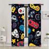 2 peças Cortinas com Tema de Console de Jogos Retrô - Cortinas Vibrantes de Poliéster com Design Colorido de Gamepad e Estampa de Estrelas, Perfeitas para Quarto
