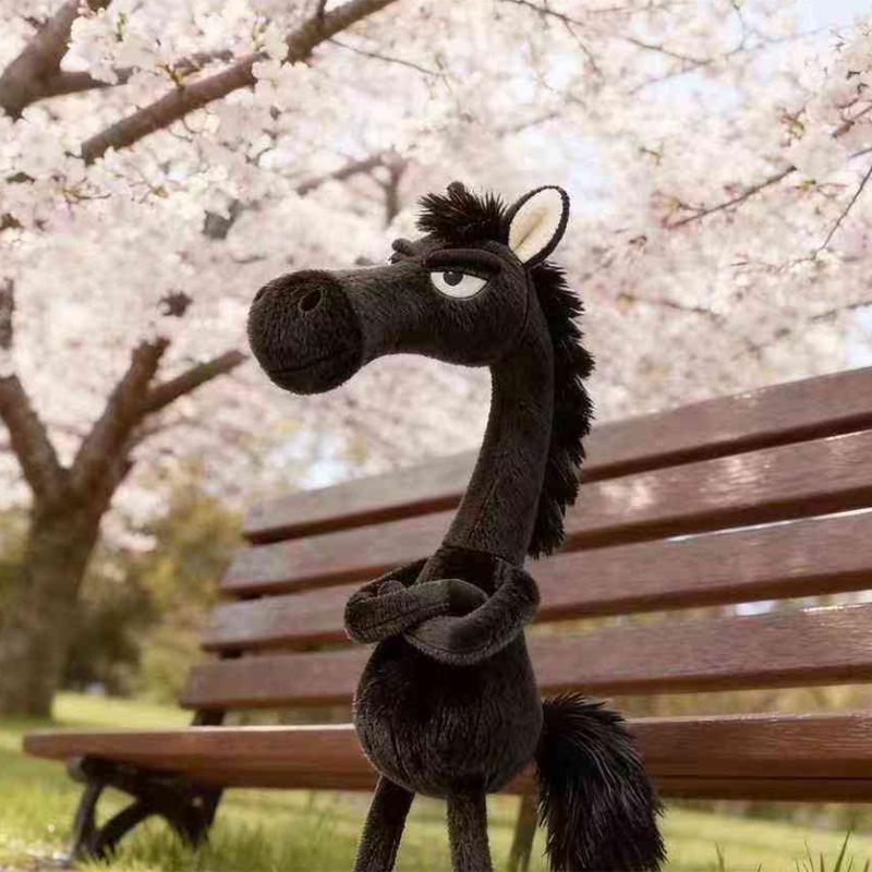 Black Horse Keychain Plush Toy Backpack Pendant Decoration Year Of The Horse Plush Toy New Year's Souvenir Gifts For Boys Girls