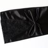 Damen Mädchen Lange Satin Schwarze Handschuhe Elegant Schleife Einfarbig Spitze Besatz Vollfinger Fäustlinge für Hochzeit Oper Party