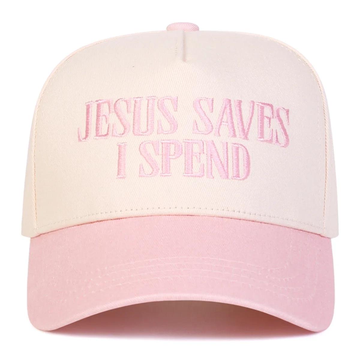 Women Jesus Saves I Spend Letter Print Embroidery Baseball Caps Spring Autumn Outdoor Use Adjustable Casual Hats Sunscreen Hat Sportss Cap For Men