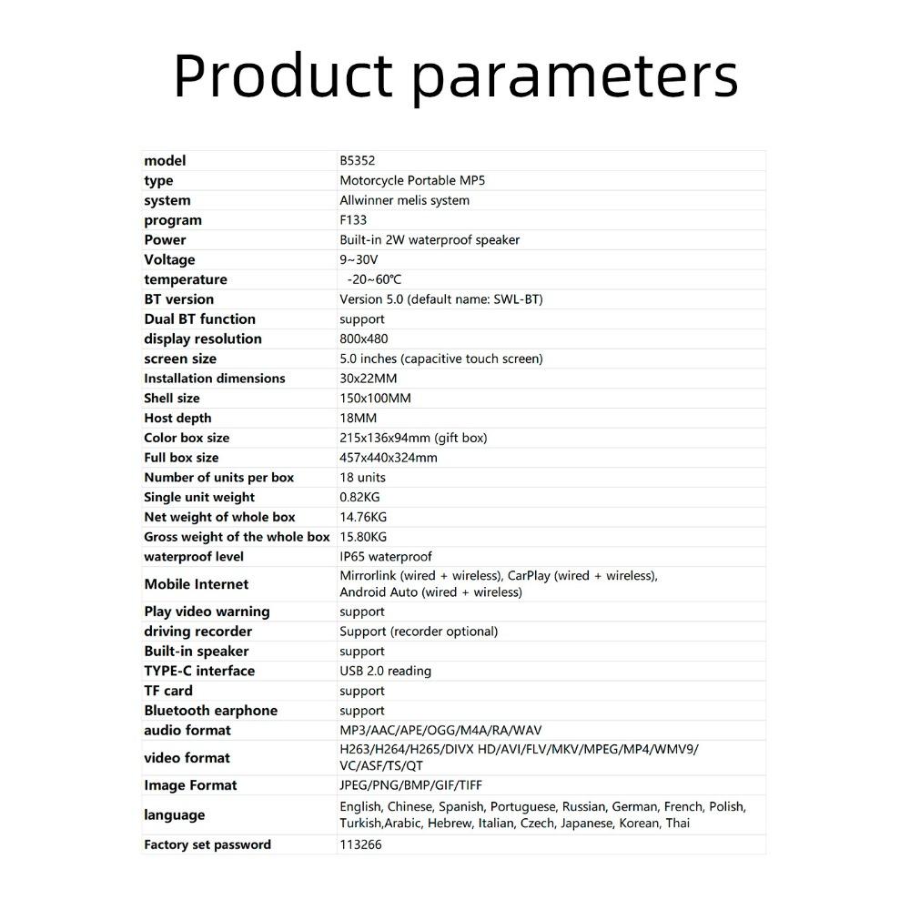 5 zoll Tragbare Motorrad GPS Navigation LCD Display Bildschirm Drahtlose Android Auto Carplay IPX7 Wasserdicht Monitor Moto Auto Spielen