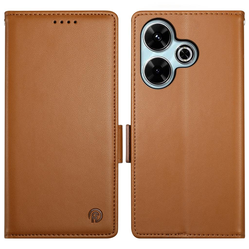 DF-010 For Xiaomi Redmi 13 4G/5G/Note 13R 5G/Poco M6 4G Wallet Case PU Leather Stand Phone Shell