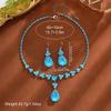 French Zirconia Water Drop Earring & Necklace Set - Elegant, Retro Clavicle Chain for a High-End Look