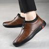 Fashion Autumn Winter New Designer Leather Shoes for Men Casual Brushed Warm Loafers Shoes Men Fashion Male Shoe