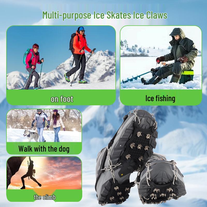 Outdoor Snow Mountain Crampons: Anti-Slip Stainless Steel, Wear-Resistant, 8/12/18/19-Tooth Options