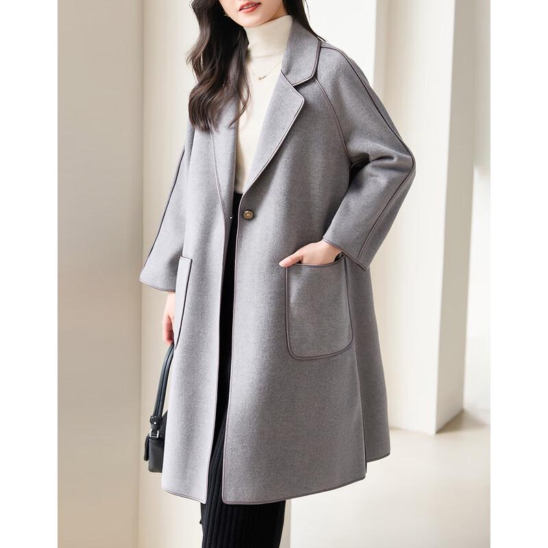 Demana Women's Single-Button Lapel Double-faced Wool Coat