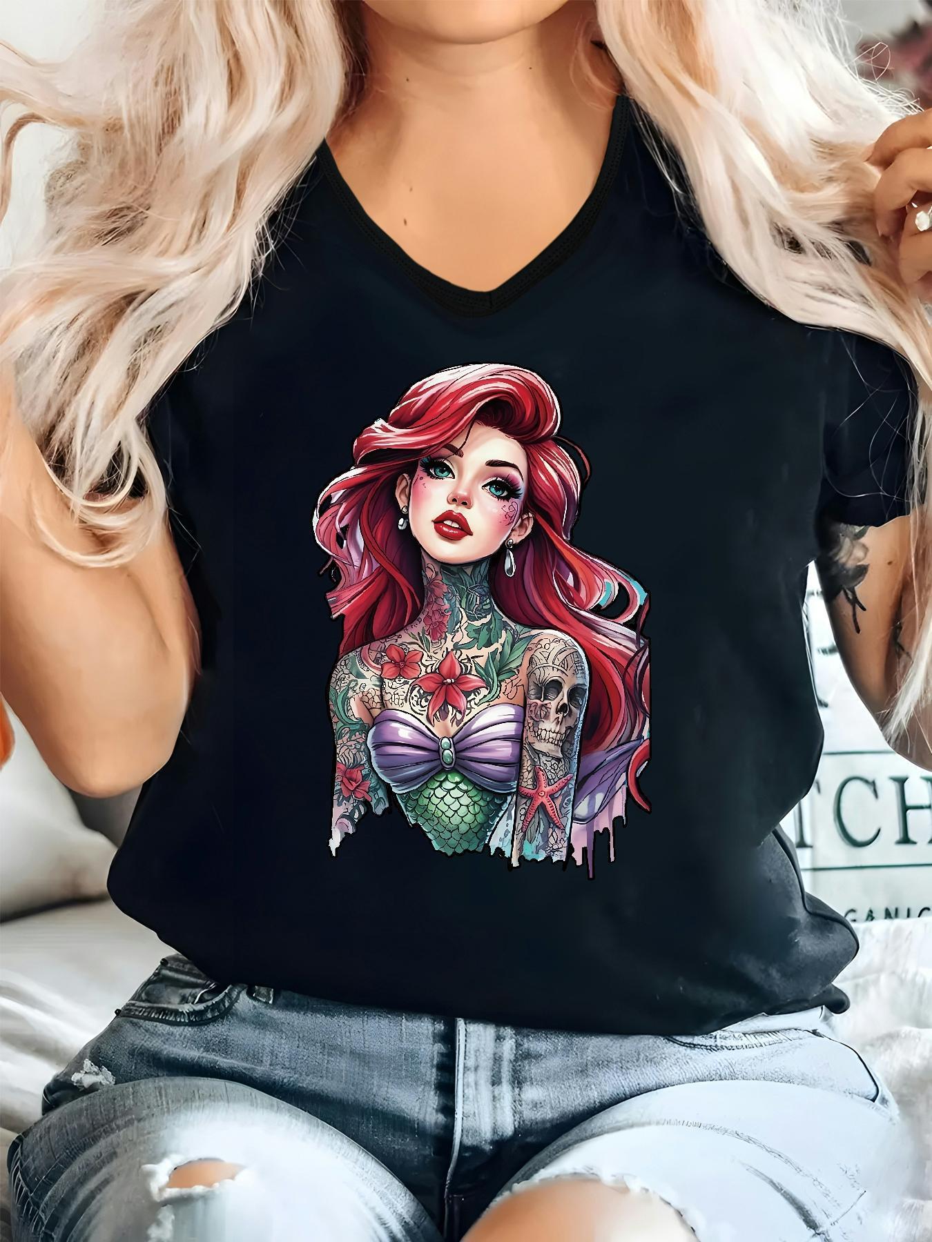 Gothic Dark Princess Graphic T-Shirt Sleeve with Skull & Floral Design Perfect for Commuting or Gifting Gothic T Shirt 2XL
