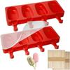 Ice Lolly Moulds 2Pcs, 4 Cavities Oval Lollipop Moulds, Silicone Ice Popsicle Mould for DIY Ice Cream with 20 Lollipop Sticks