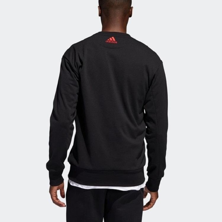 Adidas Basketball Sport Crew Neck Pullover Sweatshirt Men Tops Black FH7746