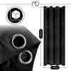 Velvet curtain with eyelets - black