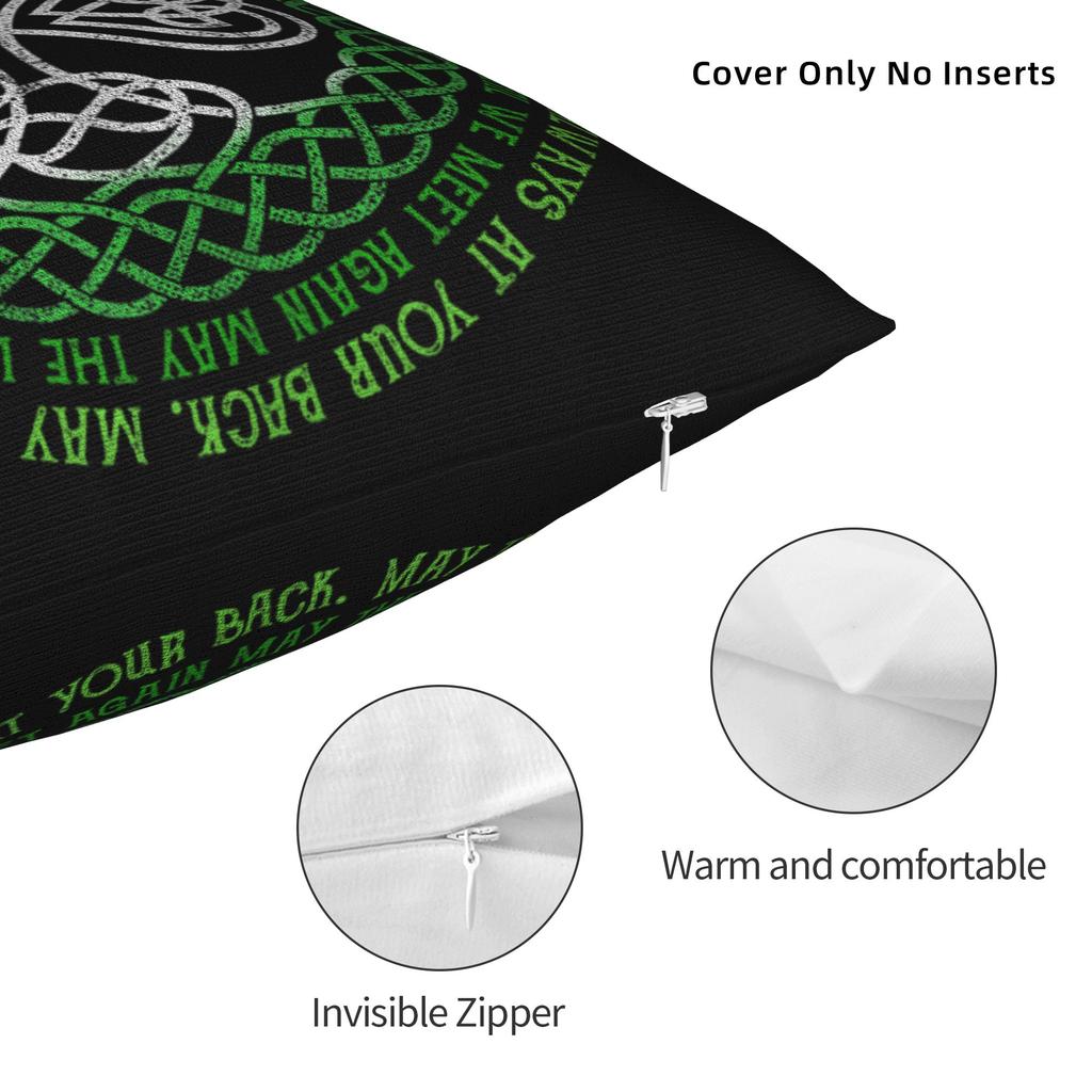 Irish Blessing Celtic Knot 4 Leaf Clover Luck Patricks Day Pillow Case Morden Pillow Cover Comfy Pillowcases For Sofa Home Decor