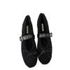 2025 autumn and winter comfortable versatile round head soft sole cotton shoes bow belt buckle flat bottom fluffy shoes