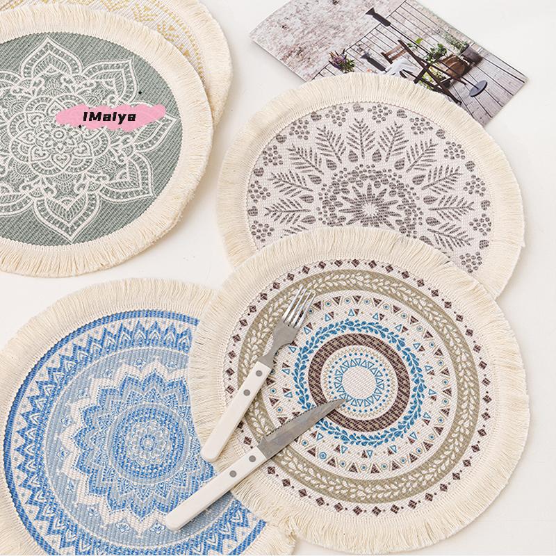 M-Round Placemat Cotton Tassel Antiskid Dining Table Mat Absorbent Insulation Dish Pad Desk Decoration And Accessories Plate Mug