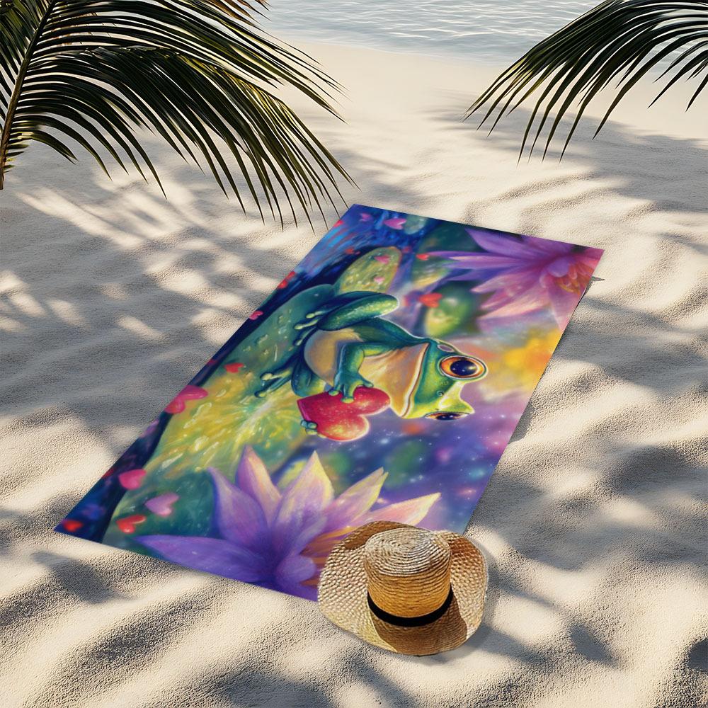 Aesthetic Tropical Frog Pond Print Beach Mat Picnic Blanket Waterproof Summer Outdoor Decor Home Gift Towel