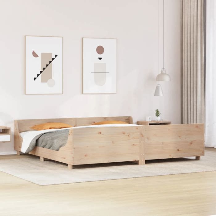 VidaXL Cadre de lit avec tête de lit 180x200 cm bois de pin massif, lit, mobilier de chambre à coucher, lit en bois, lit 3302273