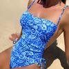 2025 Floral String One Piece Swimsuit Backless Sexy Swimwear Women Bathing Suit Female Swimming Summer Beachwear Bodysuit