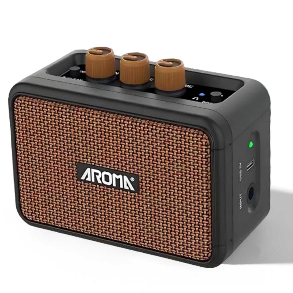 AG-04 Mini Guitar Amp 5W Portable Dual Speakers /Rechargeable Battery Powered Practice Guitar Combo Amplifier