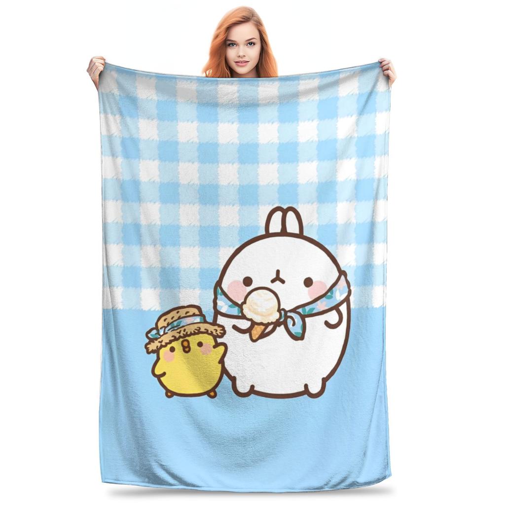 M-Molangs with Piupiu Flannel Throw Blankets  Blankets for Bed Car Warm Bedspread,