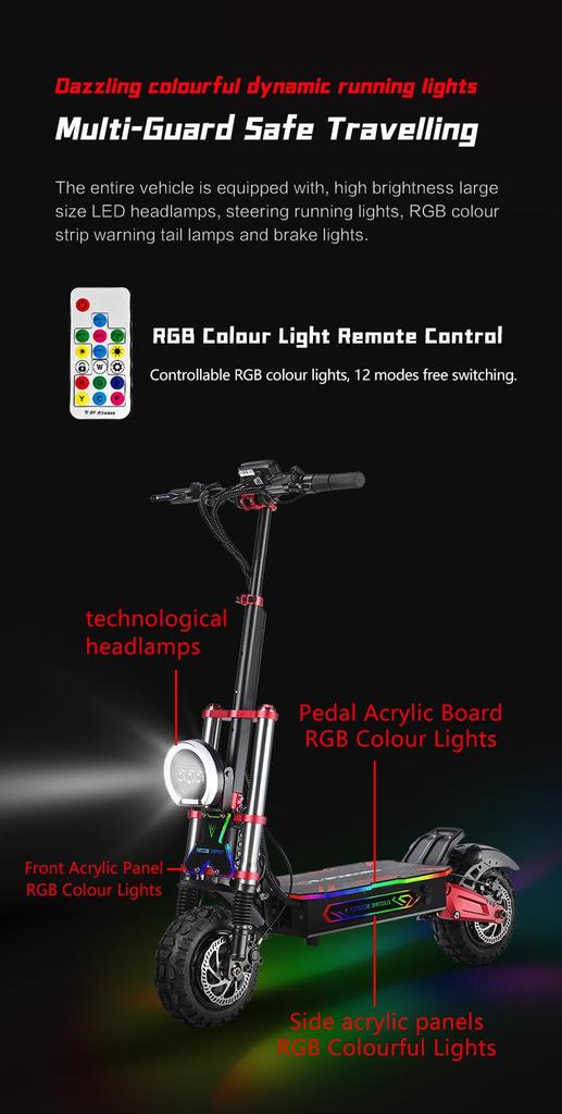 BOYUEDA S5 3000W Dual Motor Electric Scooter - 85KM/H Top Speed, 120KM Range, Off-Road Tires, NFC Lock, Hydraulic Brakes