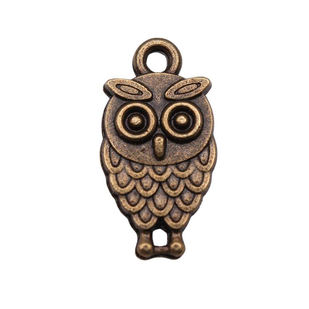

10шт Двусторонний Сова Шармы Шармы Античная бронза Цвет Цинковый сплав 19X9mm