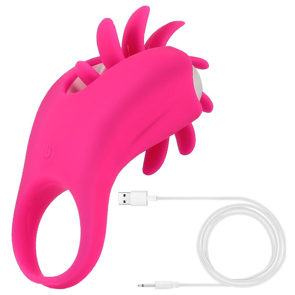 IKOKY Vagina Clitoris Stimulate Rotation Oral Cock Ring G-spot Massage Vibrator Penis Ring Tongue Licking