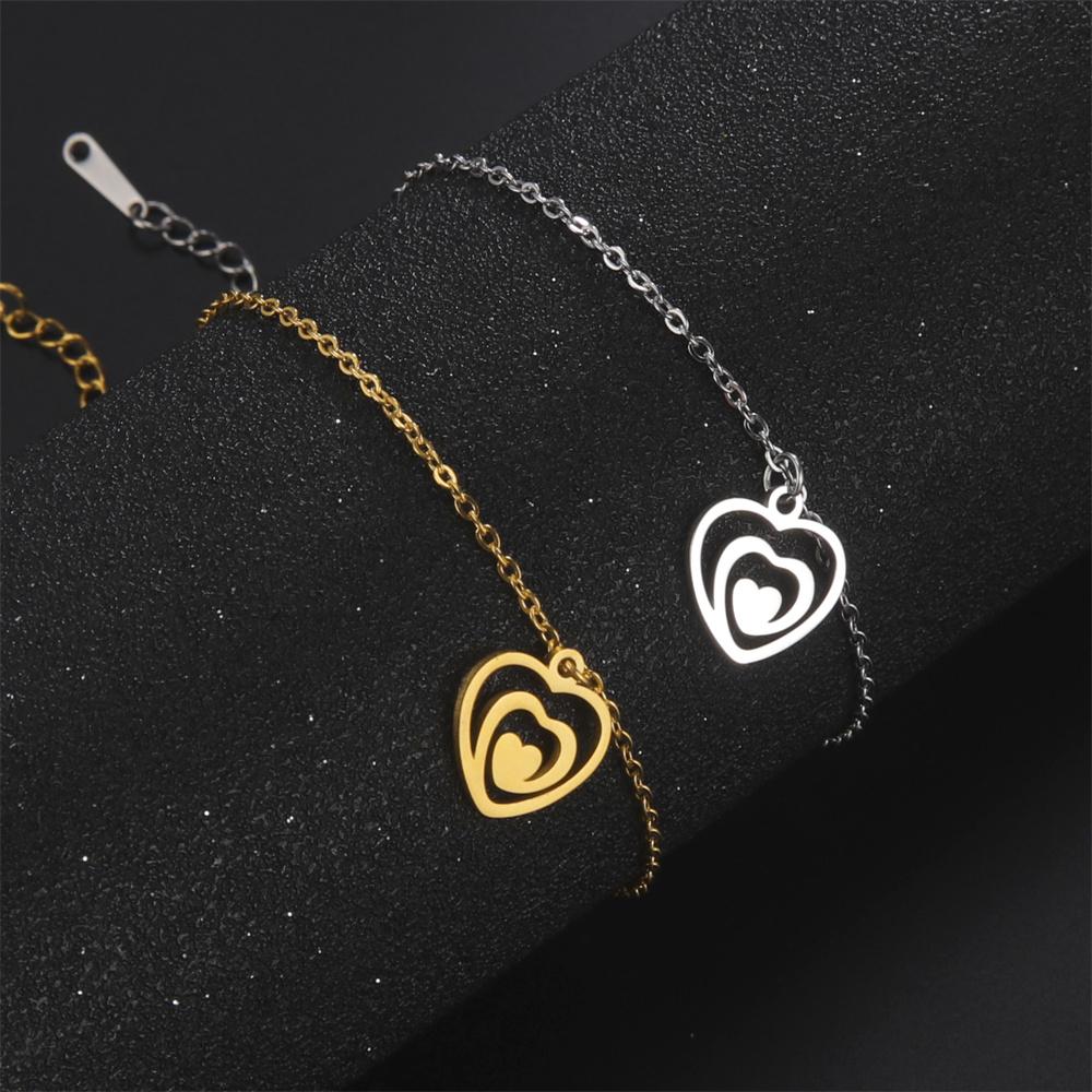 Love Heart Bracelet Stainless Steel Jewelry for Women Girls Girlfriend Romantic Fashion Pendant Valentine's Day Christmas Gifts