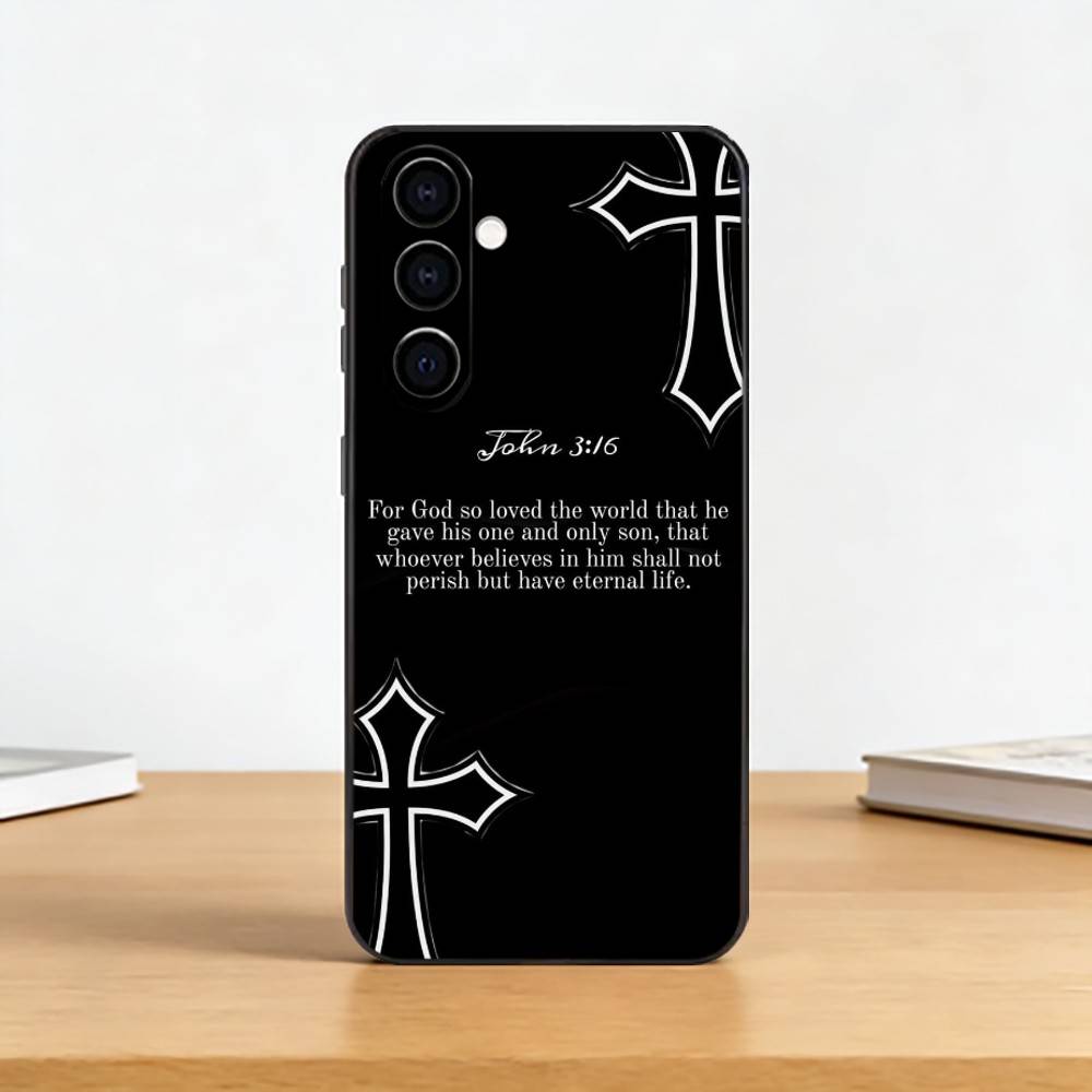 

Gods J-Jesus Bible Verse Phone Case Black Silicone Soft For Samsung Galaxy A73,A72,A71,A70,A53,A52,A51 Samsung a72