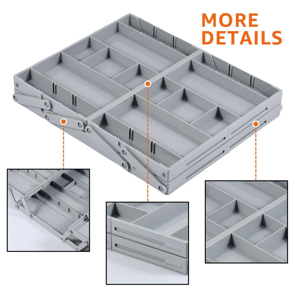 2/3 Tier Foldable Drawer Organizer Expandable Desk Organizer Trays with Adjustable Compartments for Office,Kitchen Supplies
