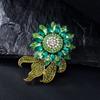 Fashion Fashion Hot Sale Heavy Industry Full Diamond Sunflower Brooch Stylish Unique Crystal Glass Florals Clothing Pin for Women