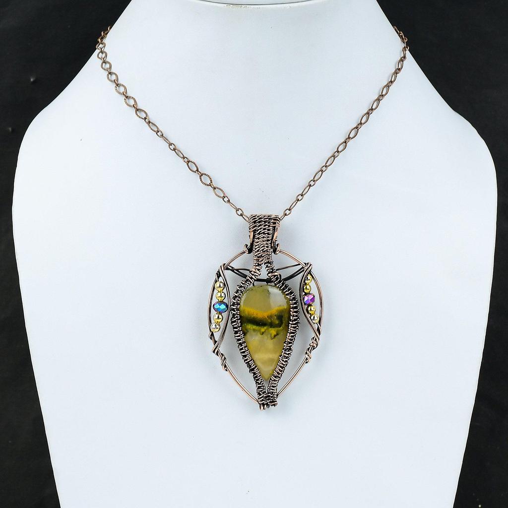Bumble bee Jasper Pendant Copper Wire Wrapped Jewelry Beautiful Gemstone Jewelry Handmade Copper Pendant Gift For Mom Titanium Beads Pendant