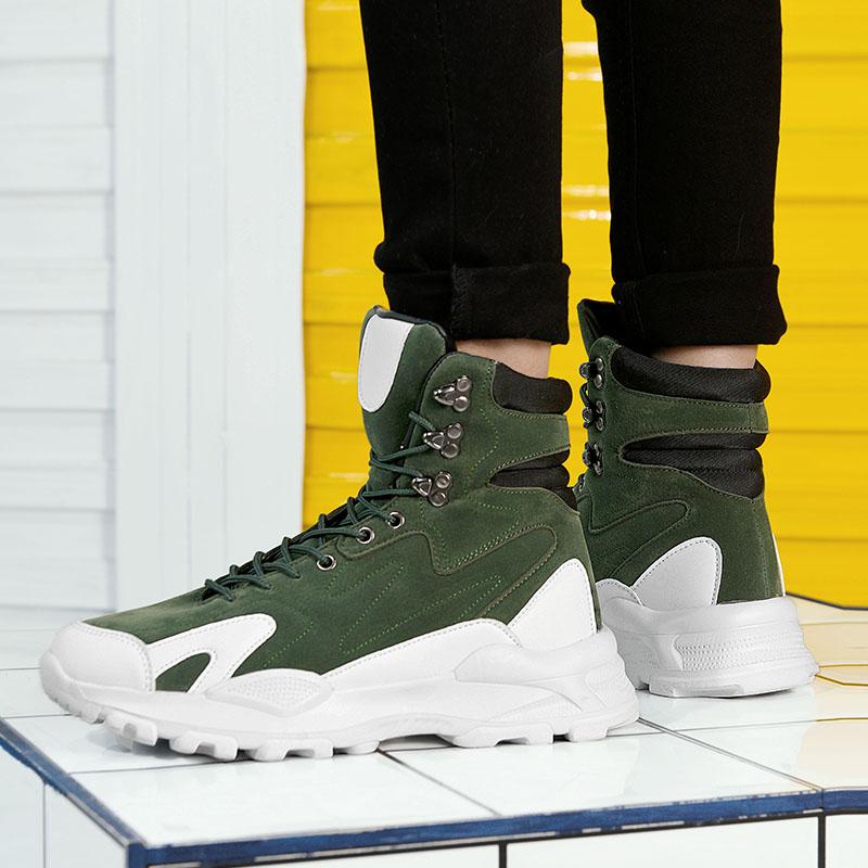 Herbst Modische Herren Dad Schuhe Bequeme Herren Freizeitschuhe, High Top Höhenerhöhende Sportschuhe Rutschfest Kurzstiefel