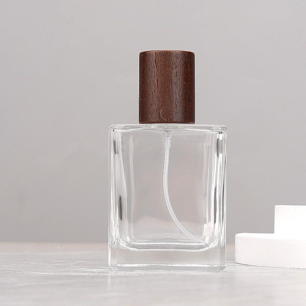 Square Shape Glass Perfume Bottle 30ml Cosmetic Container Portable Refillable Atomizer
