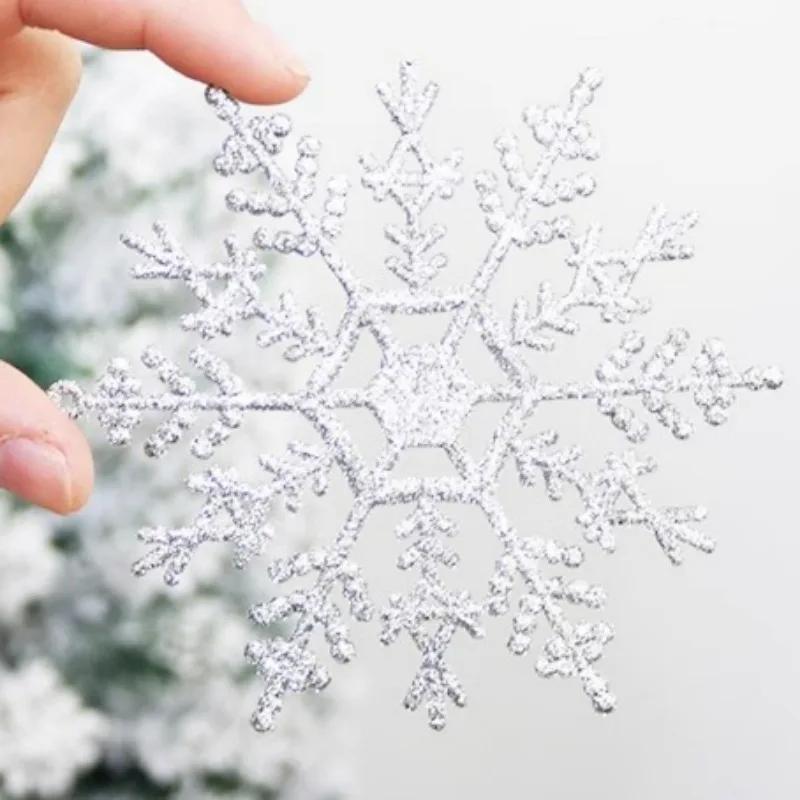 Christmas Tree Snowflake Pendant Electroplating Snowflakes Hanging Decoration Festival Party Add Atmosphere Decorative Pendants