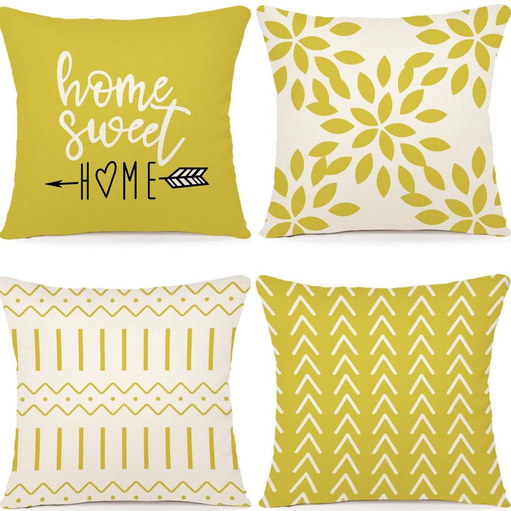 Moderne Sofakissenbezüge für Erkerfenster, Outdoor-Kissen-Set aus Leinenstoff