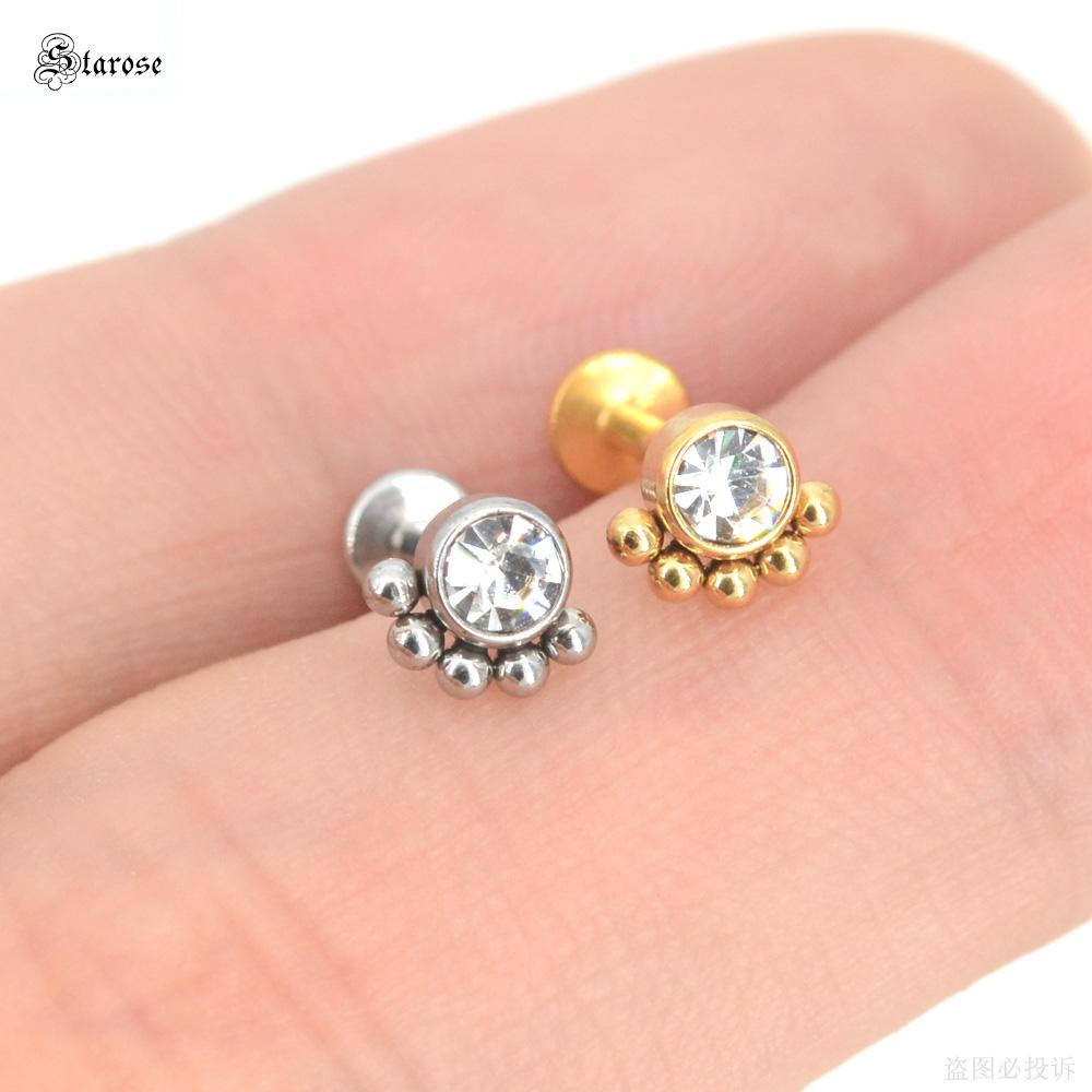 1Pc 1.2x6/8mm G23 Titanium Base Stainless Steel Studs Lip Labret Piercing Nose Helix Piercing Conch Tragus Earrings Flat End