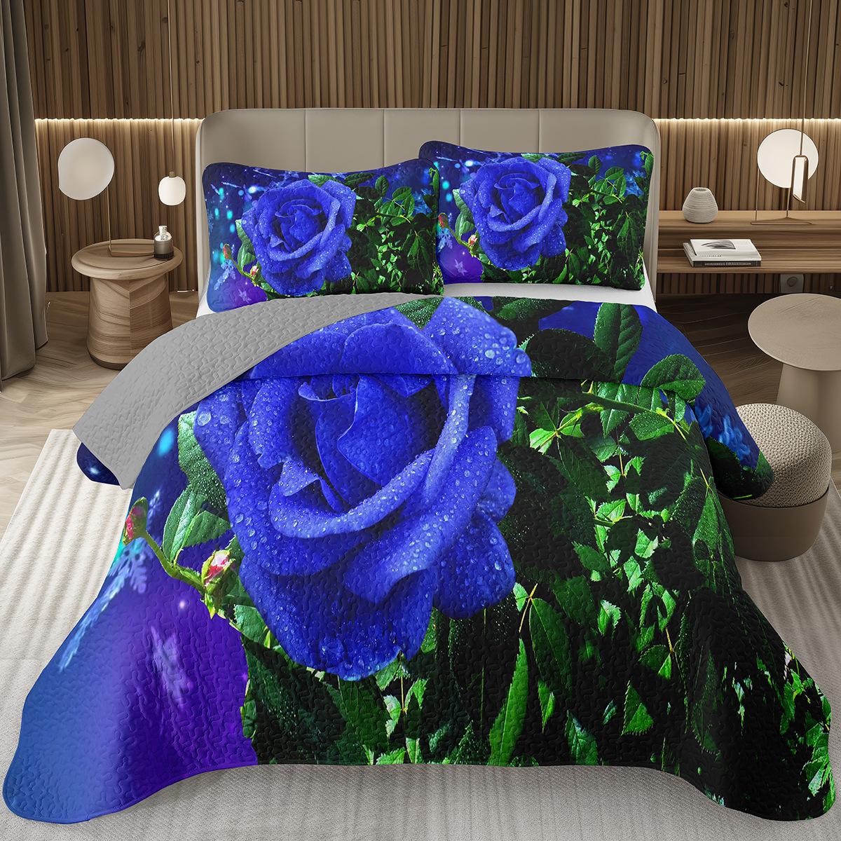

Романтическое покрывало с розами Квин/Кинг/Твин Ботаническое цветочное стеганое покрывало День святого Валентина Комплект стеганого постельного белья для девочек Женщин Декор комнаты AU Queen 210x210cm