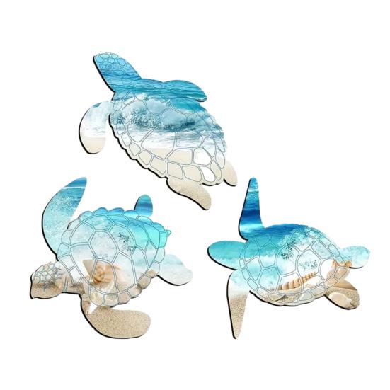 

3 Pcs Wooden Sea Turtle Wall Decor Vintage Beach Theme Turtle Wall Art Ocean Coastal Hanging Ornaments for Home Lake House Bathroom Sets
