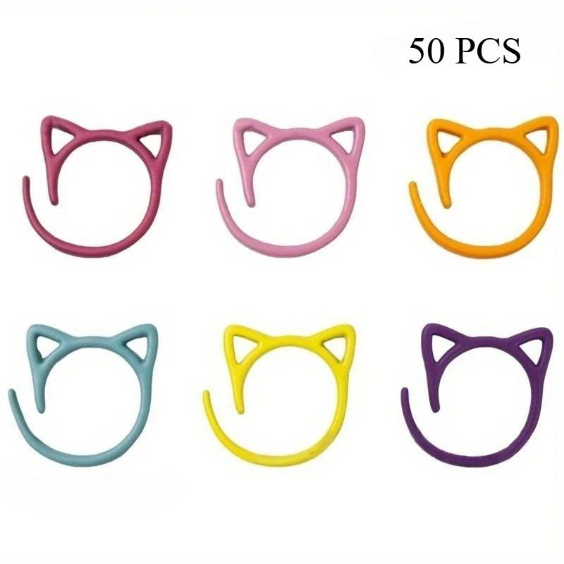 

50pcs Cat Ear Metal Stitch Marker Crochet Hook Lock Marker Ring Crochet Hook Lock Stitch Marker For Knitting Tools