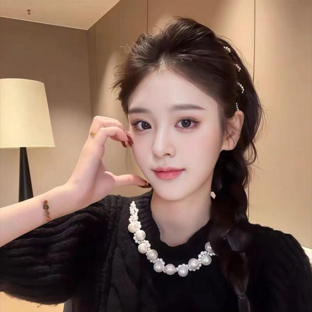 Chain Choker Pearl Necklace Bracelet Set Light Luxury Women Jewelry Set  Wedding