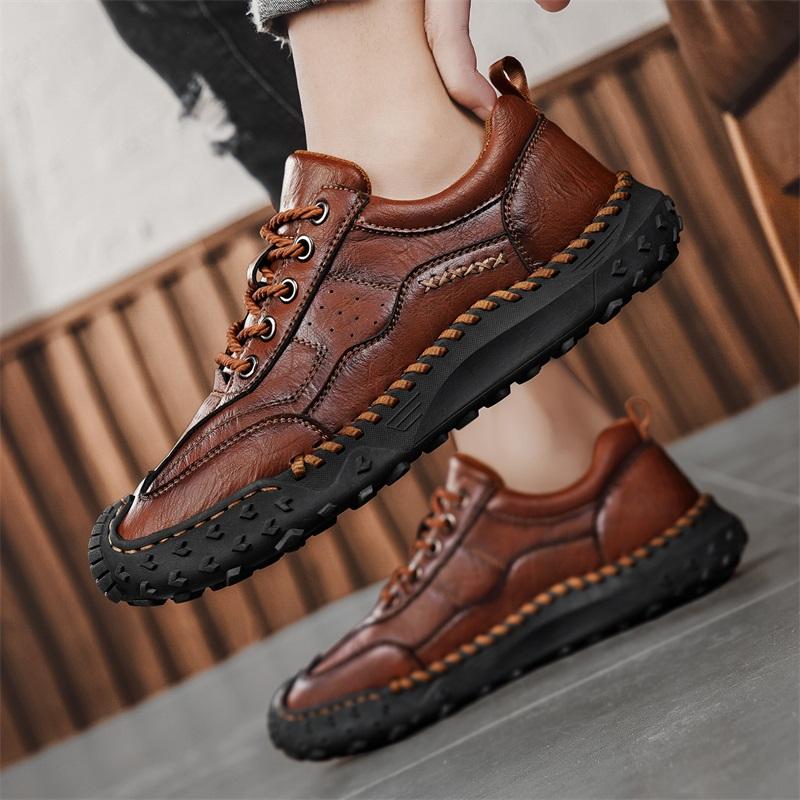 Fashion 2025 New Leather Mens Casual ShoesMen Treking Footwear  Leisure Walk Man Flats New Arrival Driving Shoes All-match Hiking Shoes