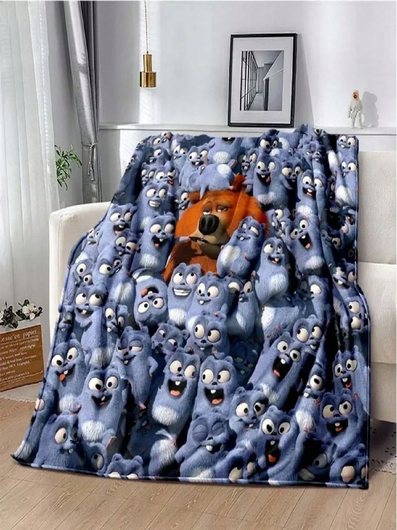 

Cute Cartoon Anime Grizzly & The Lemmings Throws Blanket For Beding Hiking Picnic Super Soft Funny Flannel Blanket Birthday Gift#Color_7, 75X95CM сірий колір