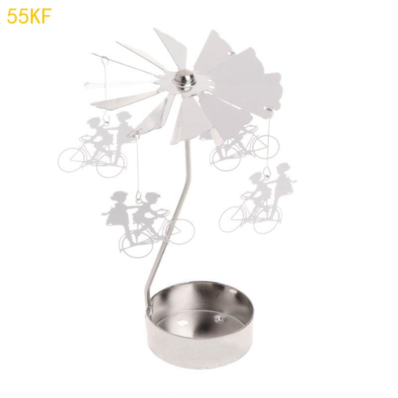 55KF Rotating Holder Rotary Tealight Holder Christmas Table Decoration Windmill Revolving Candlestick for Wedding Gift